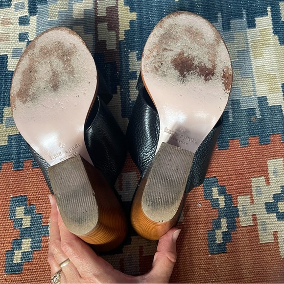 Kate Spade Felda Leather Criss Cross Open Toe Block Heel Slide Sandals Size 7 - Picture 8 of 10